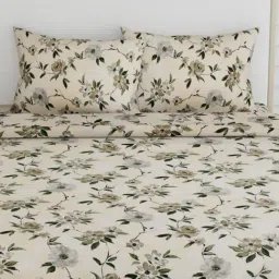 Haus & Kinder Greek Garden Romance Yellow & Greem 186 TC Cotton King Bed Sheet with 2 Pillow Covers-image-90