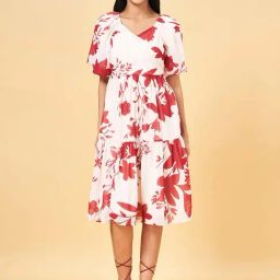 Honey by Pantaloons Off-White Printed A-Line Dress-picture-8