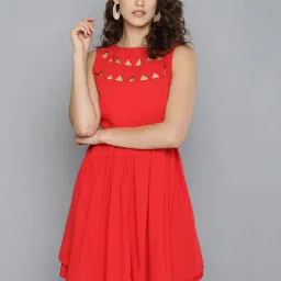 Rare Red Fit & Flare Dress-image-6