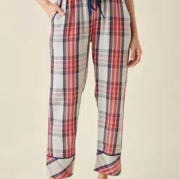 The Kaftan Company Red & Blue Cotton Check Pyjamas-image-11