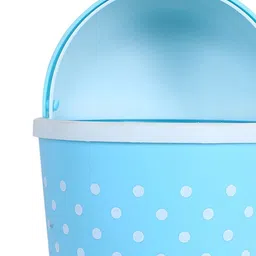 Kuber Industries 3 Pcs Blue & White Printed Swinging Lid Teddy Table Dustbin 3 L Each image 4