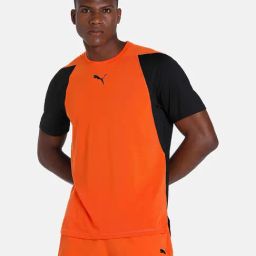 Puma Orange Regular Fit Colour Block Sports Tshirt-image-95