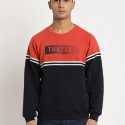 Turtle Blue & Red Relaxed Fit Logo Printed Sweatshirt-image-23