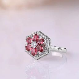 Priyaasi Silver-Plated American Diamond with Ruby Brilliance Finger Ring-image-84