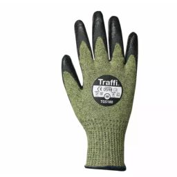 Traffi Cut Resistant Work Gloves Nitrile Coating Green Acrylic, Aramid, Glass Fibre Chloroprene Size 10, TG5180-10 (1 Pair)-image-87
