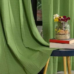Urban Space Waffle Sage Green Cotton Long Door Curtains - Set of 2-image-8