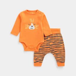 Mothercare Kids Orange Printed Full Sleeves Bodysuit with Joggers-image-55