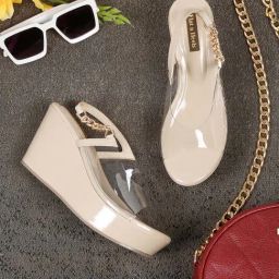 Flat N Heels Women's Beige Sling Back Wedges-image-98