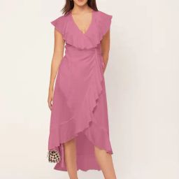Moomaya Pink Regular Fit High-low Dress-image-116