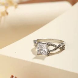 Priyaasi Solitaire Block American Diamond Silver-Plated Finger Ring-10