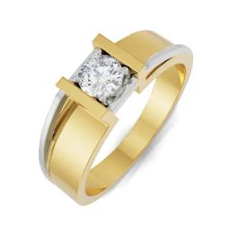 EMORI Yellow Gold Classic Solitaire Diamond Band for Men-image-86