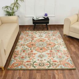 Presto Peach & Green Polyester Traditional Carpet-21