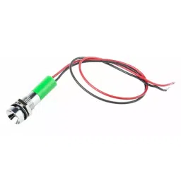 RS PRO Green Panel Mount Indicator 220V AC, Mounting Hole Size 8 mm, Termination Type Lead Wires, IP Rating IP67, Model No 7239583-23