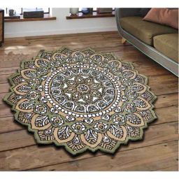 Presto Green & Beige Polyester Carpet-33