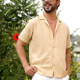 Campus Sutra Beige Regular Fit Embroidered Shirt-image-44