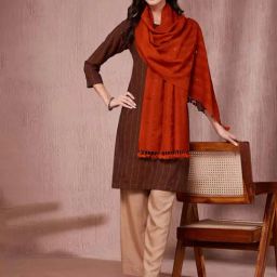 Fabindia Rust Wool Stole-picture-12