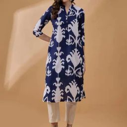 Winza Designer Navy Cotton Printed Straight Kurta-image-24