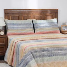 Maspar Printed Red 300 Cotton Double Bed Sheet With Pillow Case-27