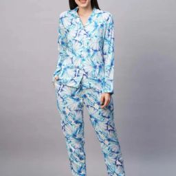 Drape in Vogue Blue Floral Pyjama Sets-picture-26