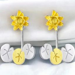 Rihi by P.C. Chandra Jewellers 92.5 Sterling Silver Lotus Back Drop Earrings for Women & Girls-image-35