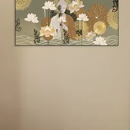 nestroots Grey & White Serene Depiction Of Buddha Care Canvas Religious Wall Painting-image-24