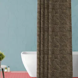 ArtzFolio Brown and Beige Geometric Printed Waterproof Shower Curtain-12
