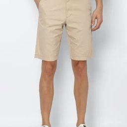 Allen Solly Light Beige Slim Fit Printed Cotton Shorts-picture-41