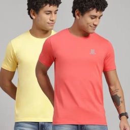 Rock.It Yellow & Coral Slim Fit T-Shirt - Pack of 2-image-22