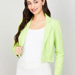 Code by Lifestyle Green Regular Fit Crop Shrug-image-11