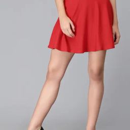 SELVIA Red Above Knee Skirt-image-125