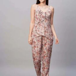 Drape in Vogue Peach Print Pyjama Sets-picture-21