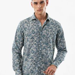 Snitch Floral Printed Spread Collar Slim Fit Casual Shirt-picture-7
