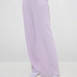 Superstar by Westside Lavender Ribbed-Textured High-Rise Lounge Pants-image-46