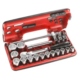 FACOM 12.7 mm (1/2 Inch) Standard Socket Set With Ratchet 12 Point, SL.DBOX412 (Set of 22)-3