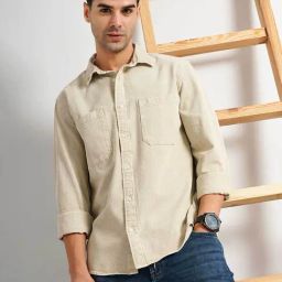 celio celio* Beige Slim Fit Cotton Shirt-picture-42