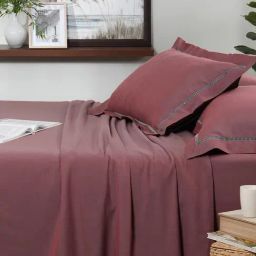Maspar Solid Red 300 Cotton King Bed Sheet With Pillow Case-image-98