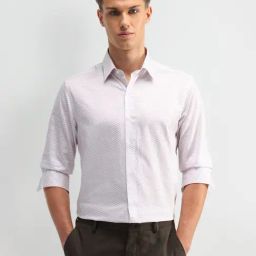 Arrow New York Medium Pink Cotton Slim Fit Printed Shirt-image-14
