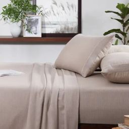 Maspar Stripes Beige 300 Cotton King Bed Sheet With Pillow Case-image-73