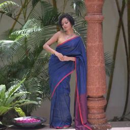 Suta Blue Cotton Blend Sarees-image-10