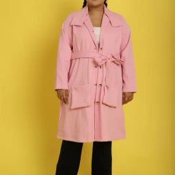 theRebelinme Plus Size Pink Fleece Relaxed Fit Coat-image-82
