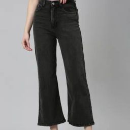 SHOWOFF Black Denim Flared Fit Mid Rise Jeans-image-63