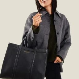 Accessorize London Black Leather Large Shoulder Bag-18