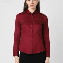 Van Heusen Maroon Cotton Regular Fit Shirt-picture-11