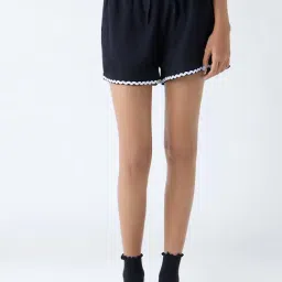 Superstar by Westside Black Mid-Rise Cotton-Blend Shorts-picture-15
