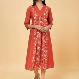 Rangmanch by Pantaloons Orange Cotton Printed A Line Kurta-picture-29