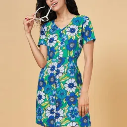 YU by Pantaloons Green Printed A-Line Dress-image-43