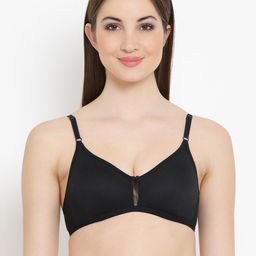 Clovia Everyday Cotton Wirefree Nonpadded T Shirt Bra In Black-image-76