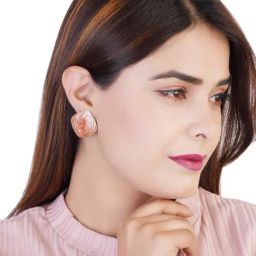 Estele Gold-Plated Stud Earrings with Enamel for Women-43