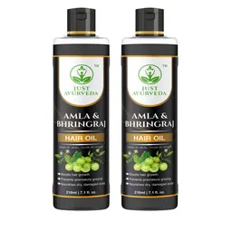JUST AYURVEDA Set Of 2 Amla & Bhringraj Hair Oil - 210 ml Each-11