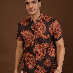 TANDUL Men Smart Slim Fit Geometric Printed Spread Collar Casual Shirt-picture-3